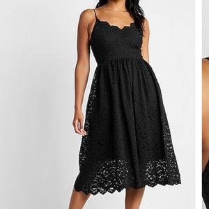 NWT Express black lace v neck midi dress